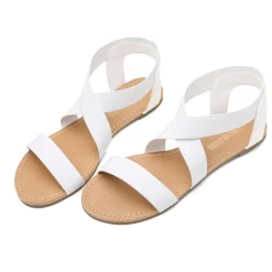 Elastic Ankle Strap Flat Sandals