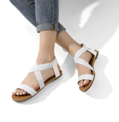 Elastic Ankle Strap Flat Sandals