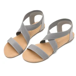Elastic Ankle Strap Flat Sandals