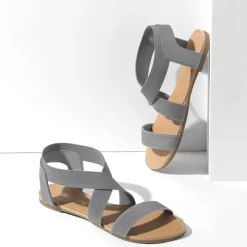 Elastic Ankle Strap Flat Sandals