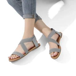Elastic Ankle Strap Flat Sandals
