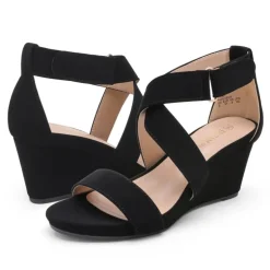 Elastic Ankle Strap Wedge Sandals