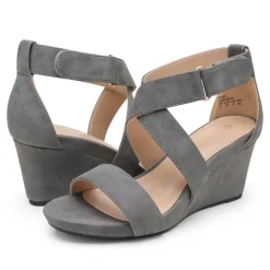 Elastic Ankle Strap Wedge Sandals