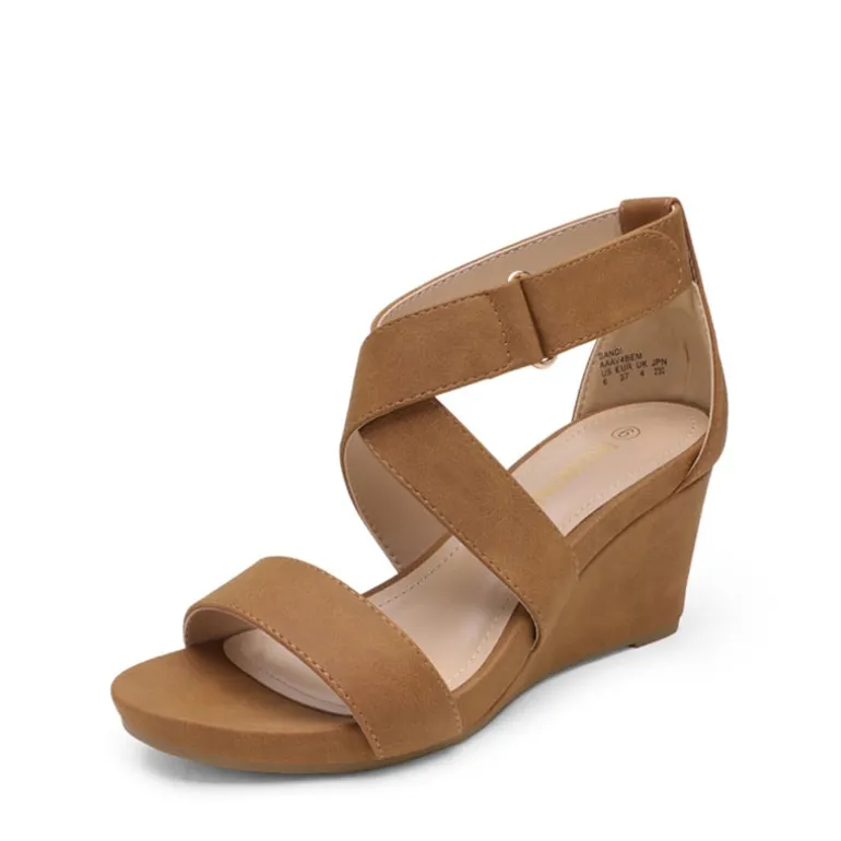 Elastic Ankle Strap Wedge Sandals