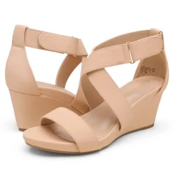 Elastic Ankle Strap Wedge Sandals
