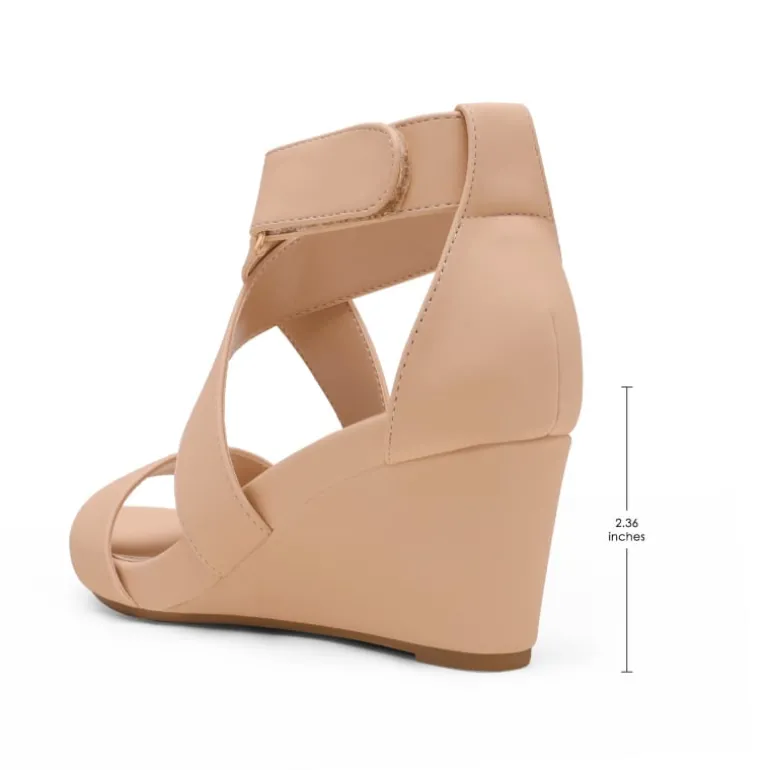 Elastic Ankle Strap Wedge Sandals