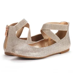 Elastic Closed Toe Flats with Ankle Strap