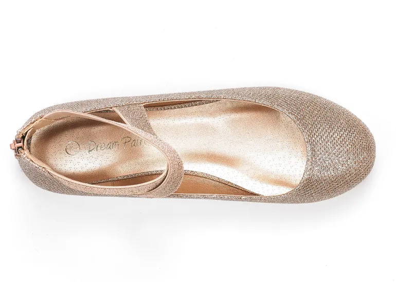 Elastic Closed Toe Flats with Ankle Strap