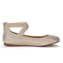 Elastic Closed Toe Flats with Ankle Strap