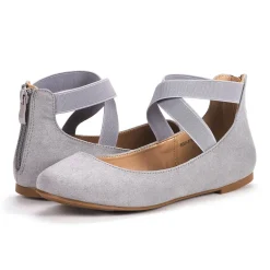 Elastic Closed Toe Flats with Ankle Strap