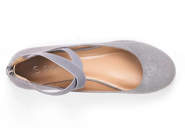 Elastic Closed Toe Flats with Ankle Strap