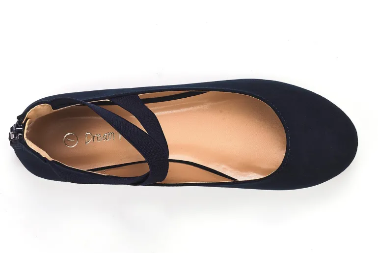 Elastic Closed Toe Flats with Ankle Strap