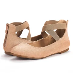 Elastic Closed Toe Flats with Ankle Strap