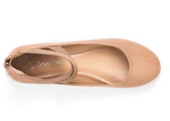 Elastic Closed Toe Flats with Ankle Strap