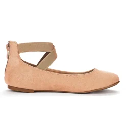 Elastic Closed Toe Flats with Ankle Strap