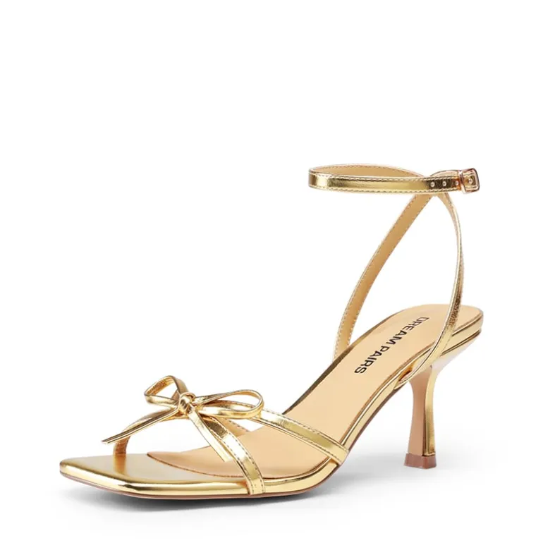 Elegant Square Toe Bow-heeled Sandal