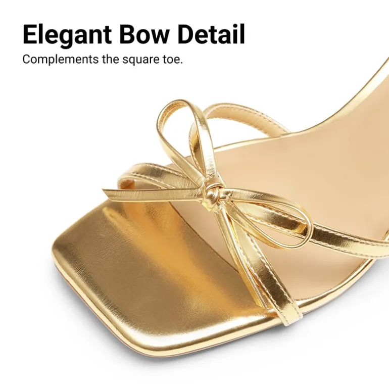 Elegant Square Toe Bow-heeled Sandal