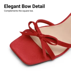 Elegant Square Toe Bow-heeled Sandal