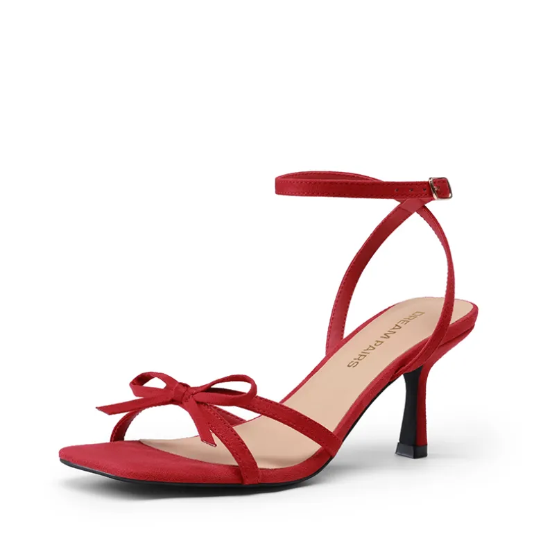 Elegant Square Toe Bow-heeled Sandal