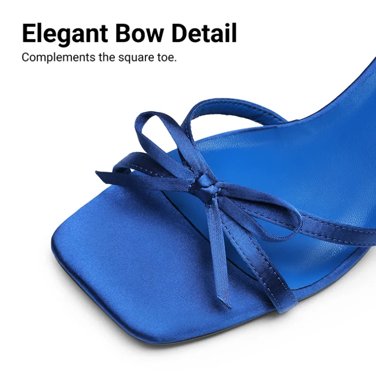 Elegant Square Toe Bow-heeled Sandal