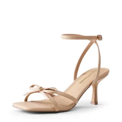 Elegant Square Toe Bow-heeled Sandal
