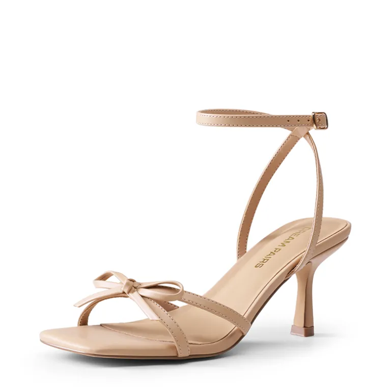 Elegant Square Toe Bow-heeled Sandal