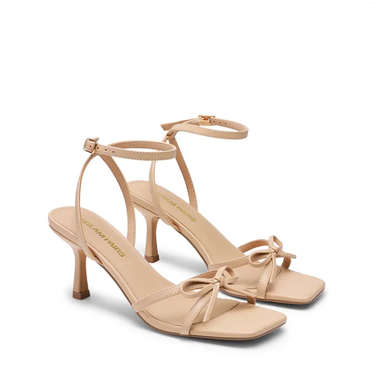 Elegant Square Toe Bow-heeled Sandal