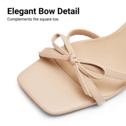 Elegant Square Toe Bow-heeled Sandal