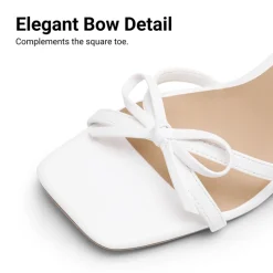 Elegant Square Toe Bow-heeled Sandal