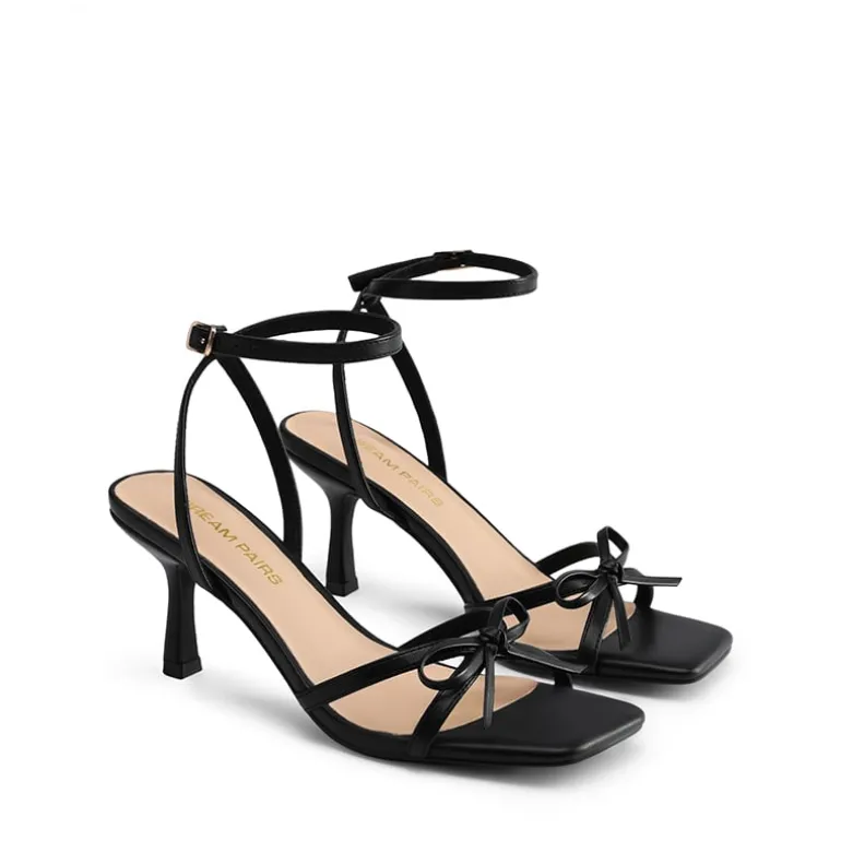 Elegant Square Toe Bow-heeled Sandal