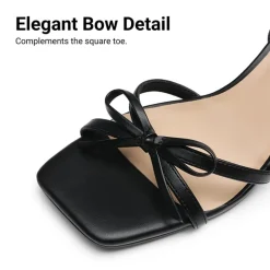 Elegant Square Toe Bow-heeled Sandal
