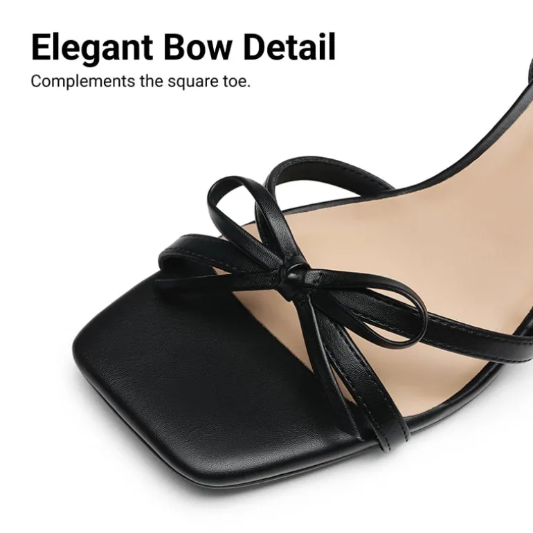 Elegant Square Toe Bow-heeled Sandal
