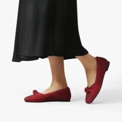 Elegant Square Toe Knit Bow Flats