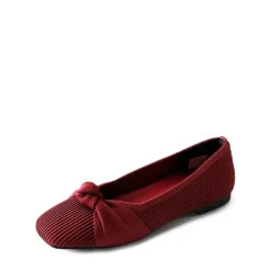 Elegant Square Toe Knit Bow Flats