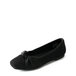 Elegant Square Toe Knit Bow Flats