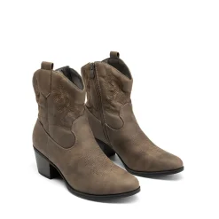 Embroidered Low Heel Cowgirl Ankle Boots