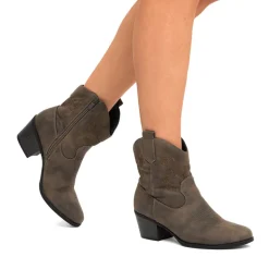 Embroidered Low Heel Cowgirl Ankle Boots