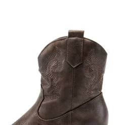 Embroidered Low Heel Cowgirl Ankle Boots