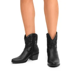 Embroidered Low Heel Cowgirl Ankle Boots