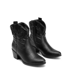 Embroidered Low Heel Cowgirl Ankle Boots