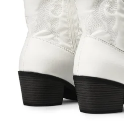 Embroidered Low Heel Cowgirl Ankle Boots