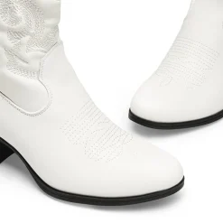 Embroidered Low Heel Cowgirl Ankle Boots