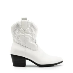 Embroidered Low Heel Cowgirl Ankle Boots