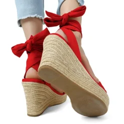 Espadrilles Ankle Tie Lace Up Platform Wedges