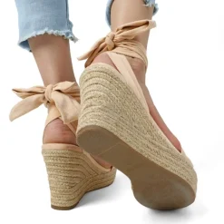 Espadrilles Ankle Tie Lace Up Platform Wedges