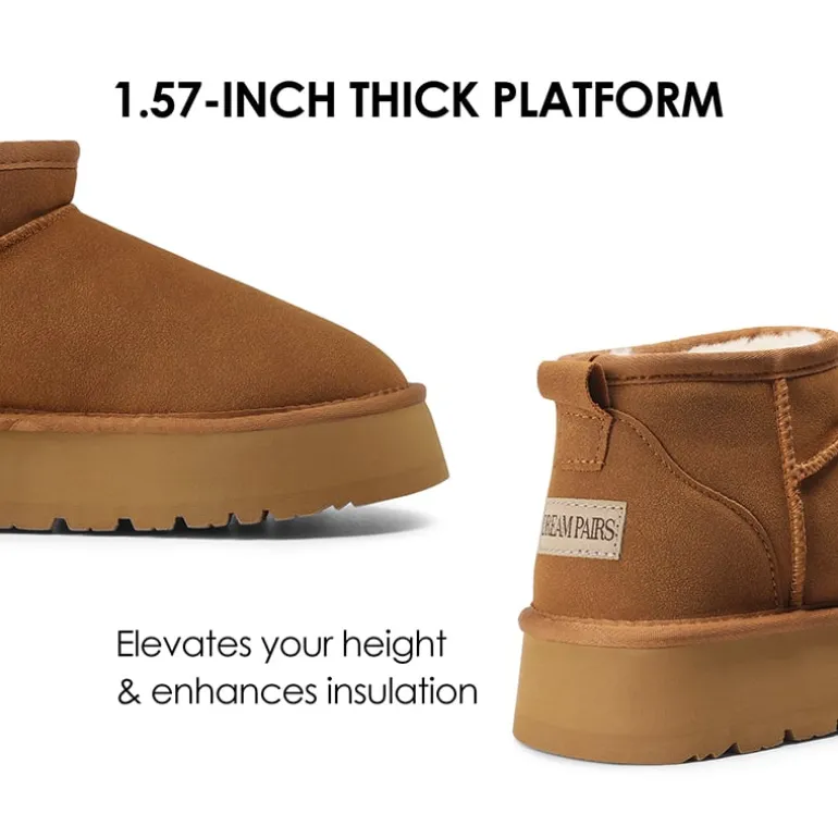 Faux Fur Lined Slip On Snow Boots