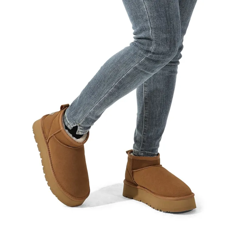 Faux Fur Lined Slip On Snow Boots