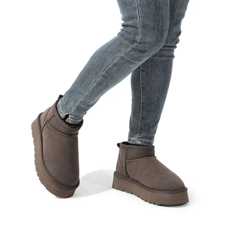 Faux Fur Lined Slip On Snow Boots