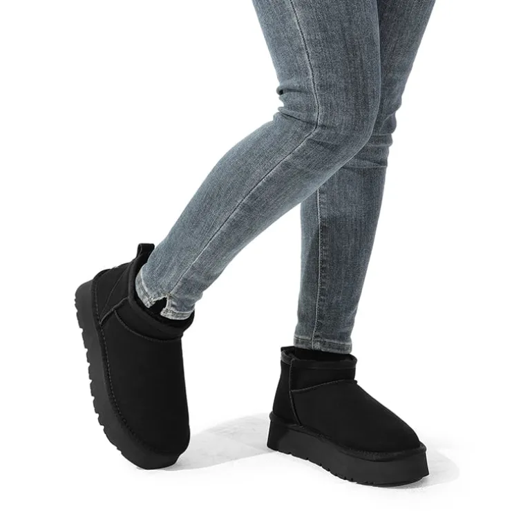 Faux Fur Lined Slip On Snow Boots