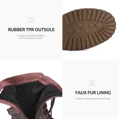Faux Fur Mid Calf Combat Boots